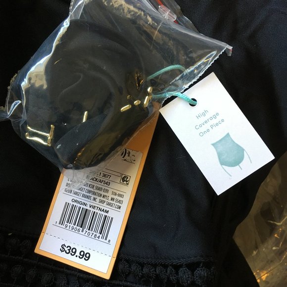 KONA SOL Crochet Flounce Classic One Piece Black Swimsuit NEW WITH TAG! - Picture 10 of 10